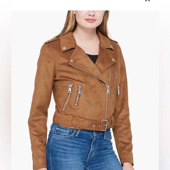 Levi's Jackets & Blazers - Levi's Womens Faux Suede Cropped Motorcycle Jacket Tan,size XS